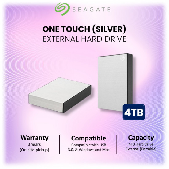 Seagate One Touch with Password Hard Drive 4TB (Silver)