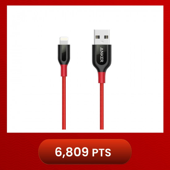 Anker A8121 PowerLine+ 3ft MFI Lightning Connector Cable - Red (0.9M)