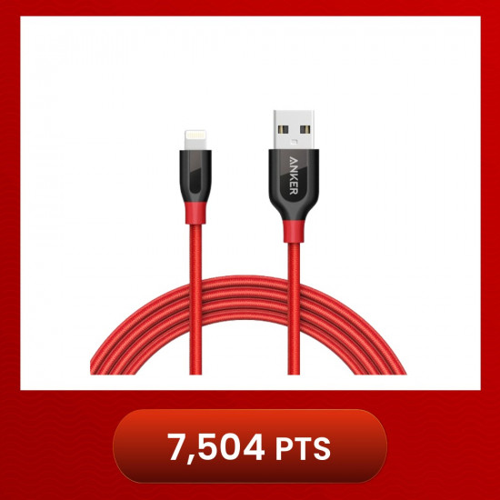 Anker A8122 PowerLine+ 6ft MFI Lightning Connector Cable - Red (1.8m)