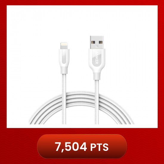 Anker A8122 PowerLine+ 6ft MFI Lightning Connector Cable - White (1.8M)