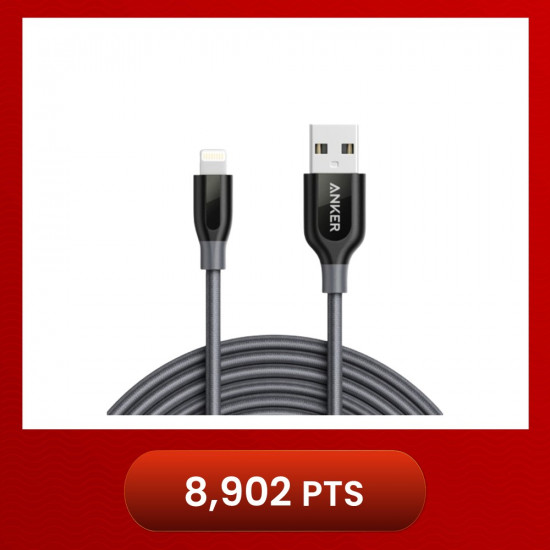 Anker A8123 PowerLine+ 10ft MFI Lightning Connector Cable - Gray (3M)