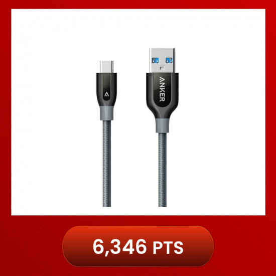 Anker A8168 PowerLine+ 3ft USB-C to USB-A 3.0 Connector Cable - Gray (0.9M)