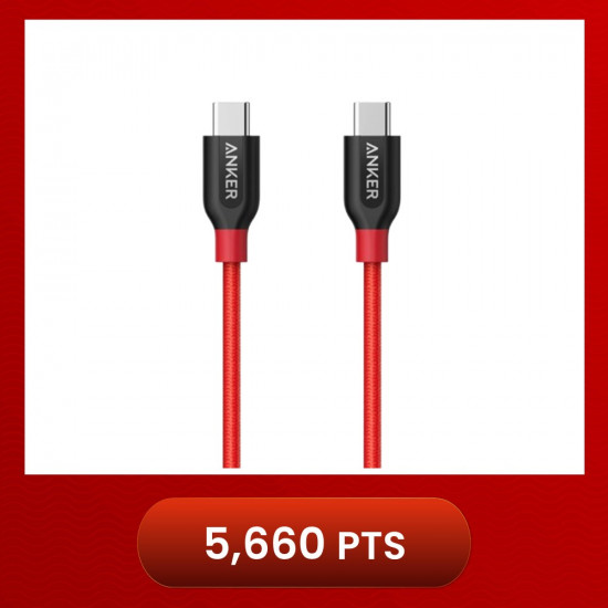 Anker A8187 PowerLine+ 3ft USB-C to USB-C 2.0 Connector Cable - Red (0.9m)