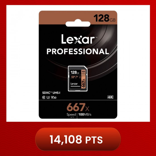 Lexar 667X Professional 128GB U3 V30  SDXCâ„¢ UHS-I Memory Cards (up to 100MB/s read, Write 90MB/s)